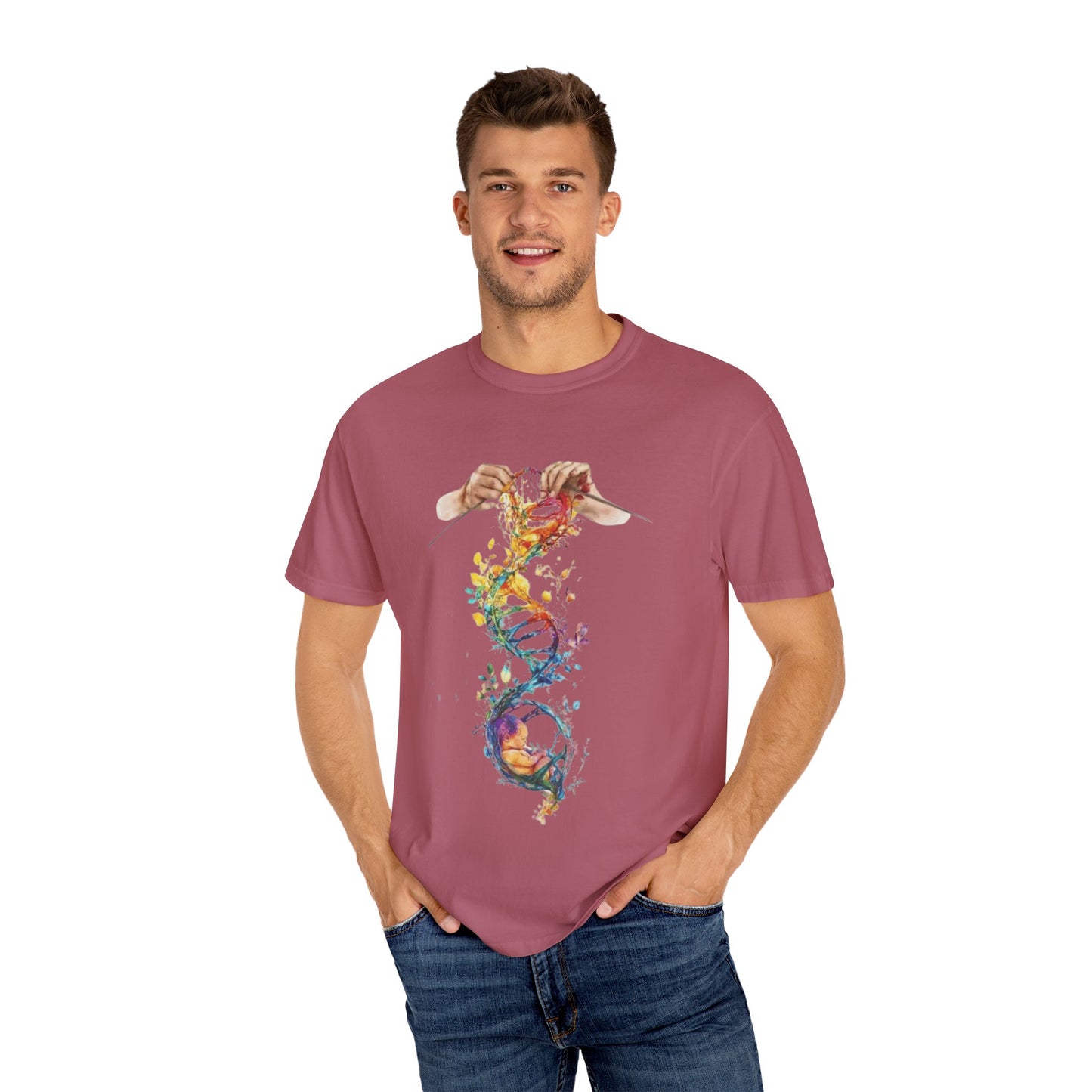👚 Soft. Stylish. Mom-approved. Order now and gift her something she'll actually wear! Colorful DNA Art Unisex T-shirt, Science Tee, Creative Garment, Gift for Scientists,