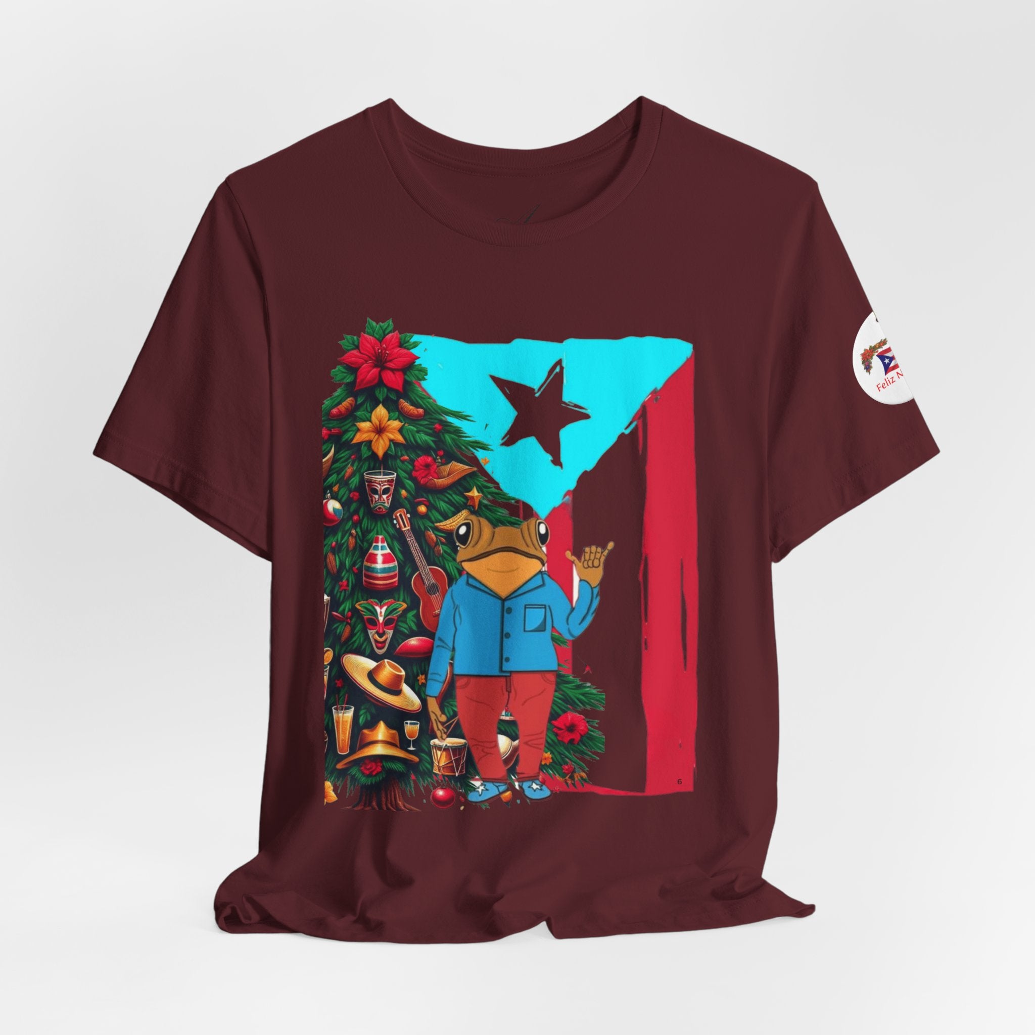 Puerto Rico Holiday T-Shirt  Coquí by Christmas Tree Graphic Puerto Rico’s Navidades