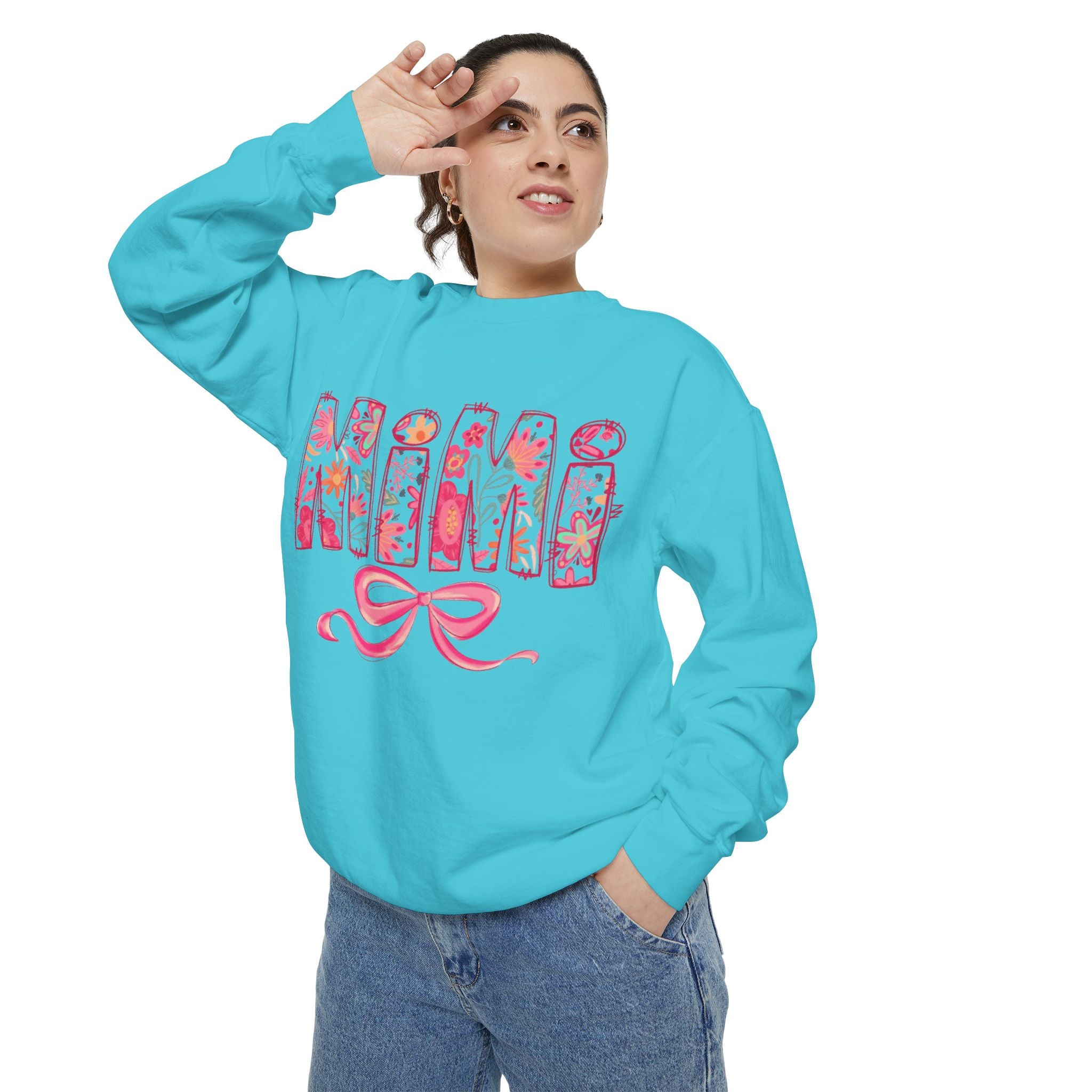 Mama Floral Sweatshirt  Pink Floral 'MAMA' Design with Bow