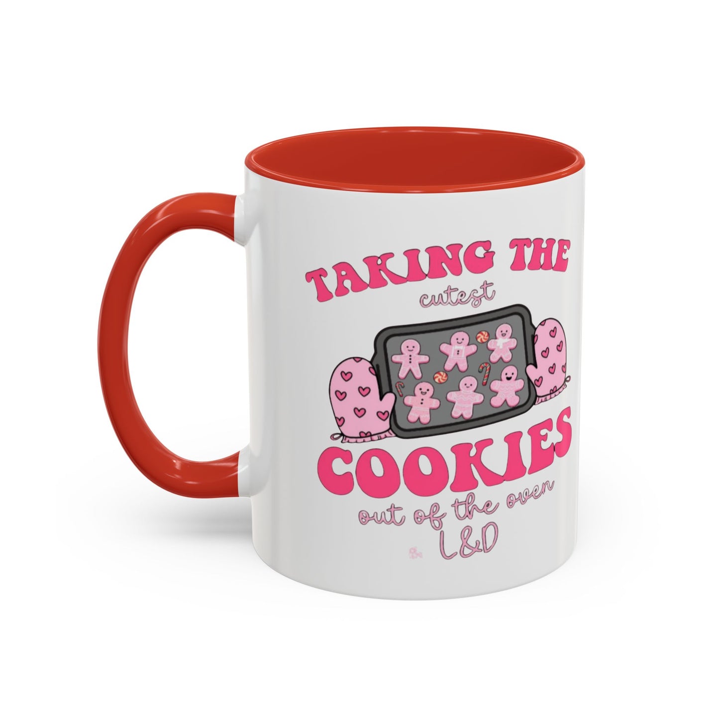 Accent Coffee Mug — "Taking the Cookies" Cute Pink Baking Design Coffee Cup for Fun Celebrations