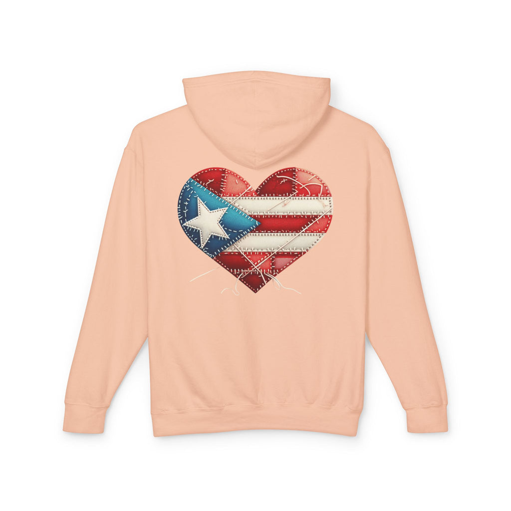 Jíbara Hoodie — Puerto Rican Heart Flag Lightweight Hooded Sweatshirt