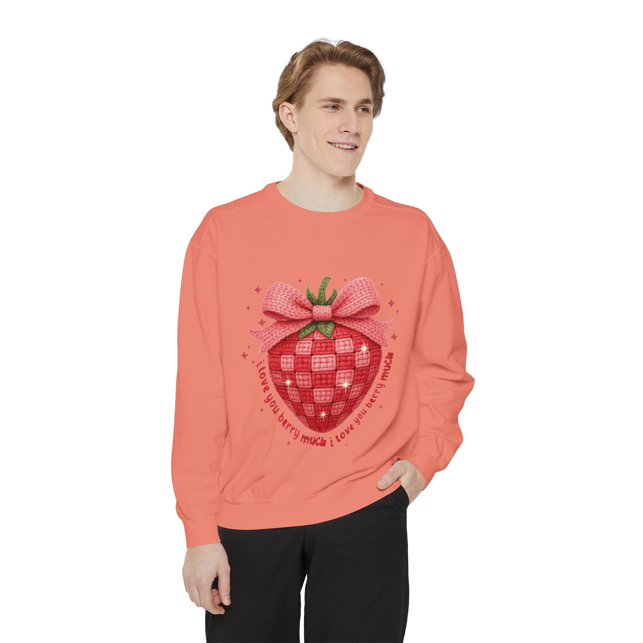 Strawberry Bow Sweatshirt  "I Love You Berry Much" Cute Valentine Pullover