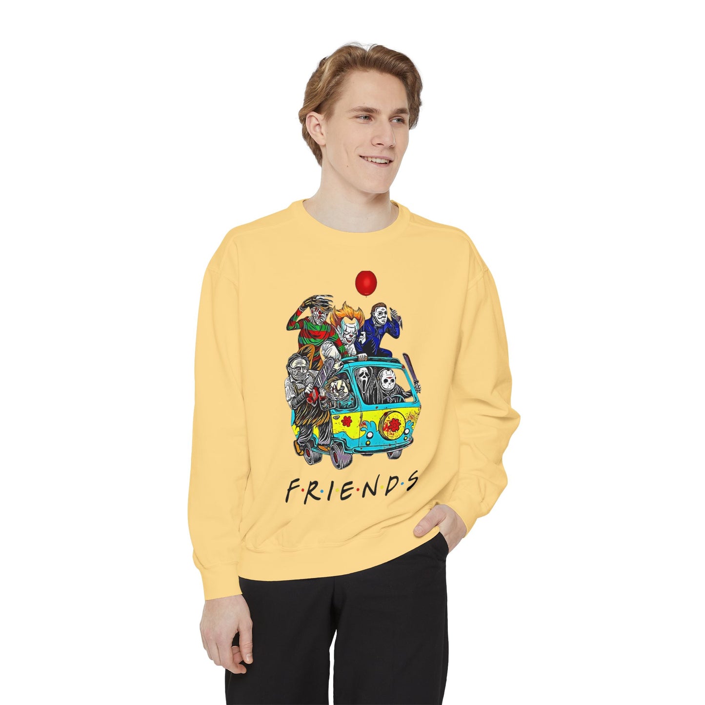 Friends-Inspired Unisex Garment-Dyed Sweatshirt, Cozy Casual Wear, Unique Graphic Sweatshirt, Perfect Gift, Everyday Style