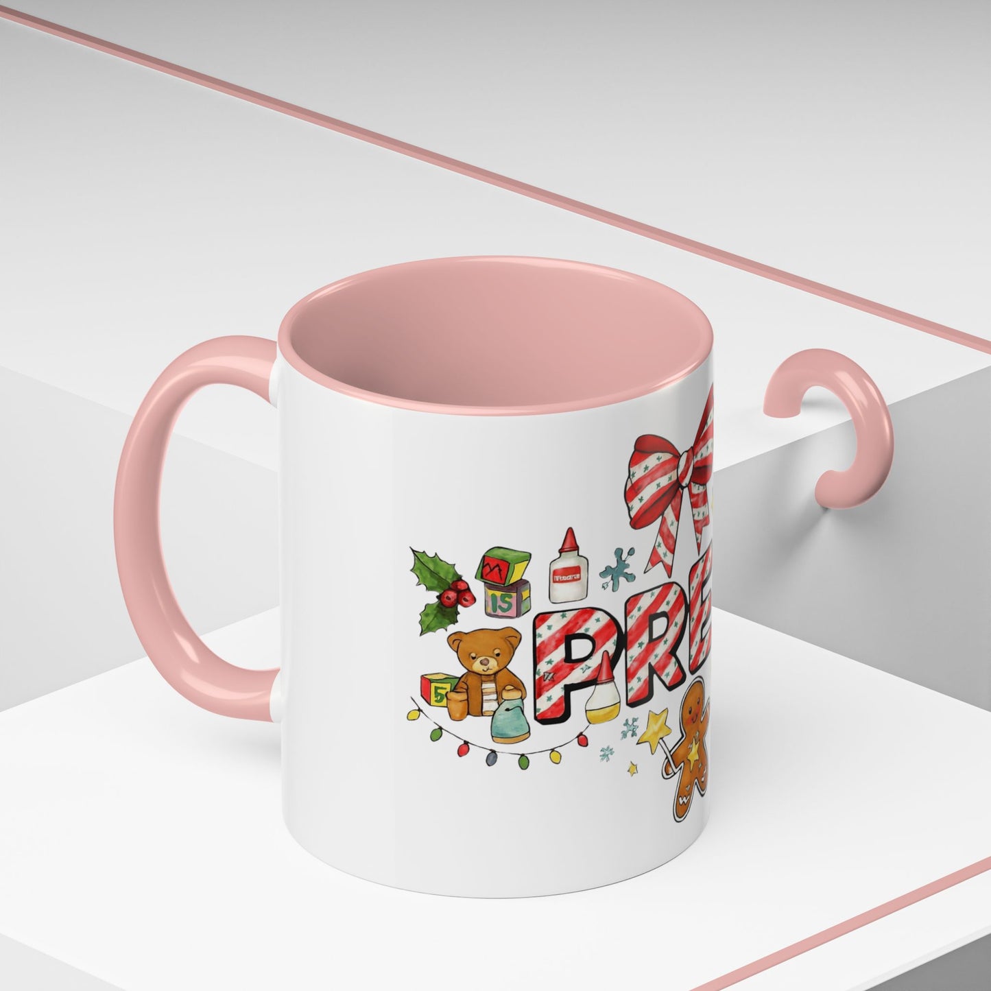 Holiday Teacher Coffee Mug 'PRE-K' Festive Gingerbread & Candy Cane Design (11/15oz) School Staff Christmas Mug Collection