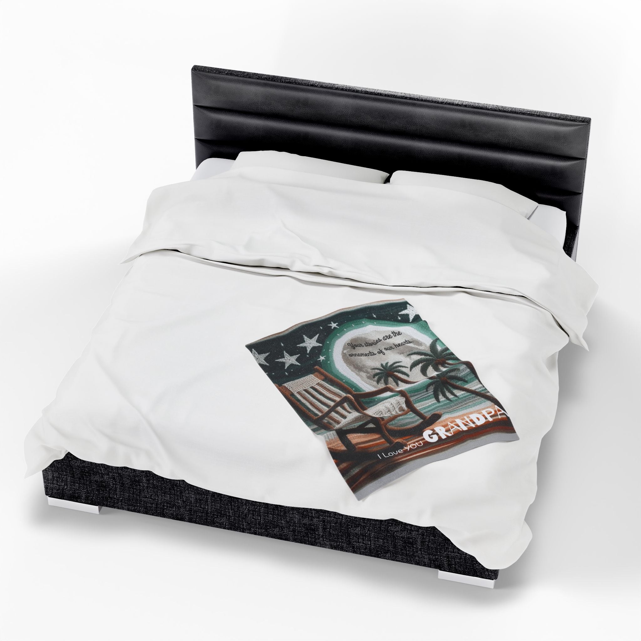 I Love You Grandpa Velveteen Plush Blanket — 'Your stories are the ornaments of our hearts' Rocking Chair Design