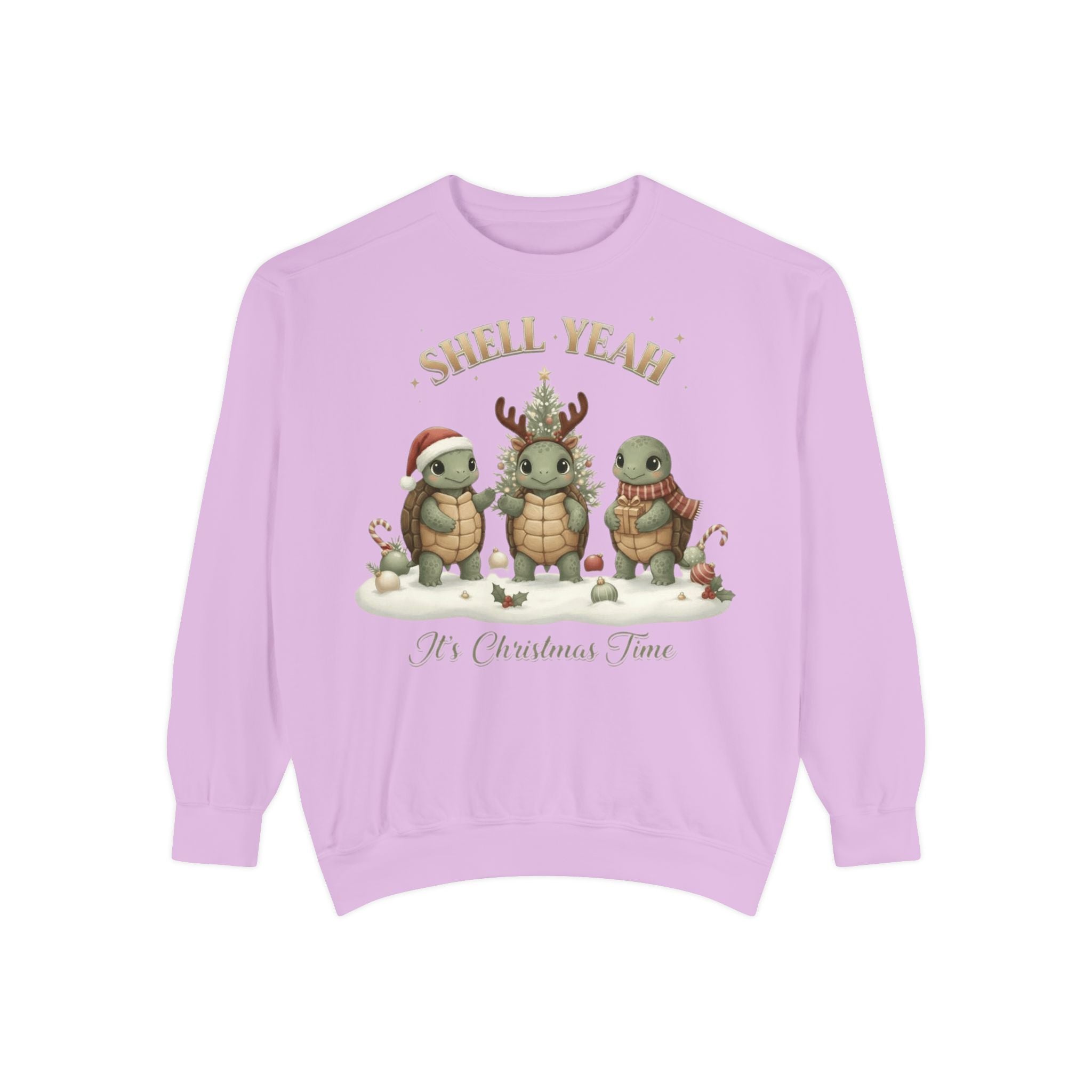 Christmas Turtle Sweatshirt  "Shell Yeah, It’s Christmas Time" Holiday Pullover
