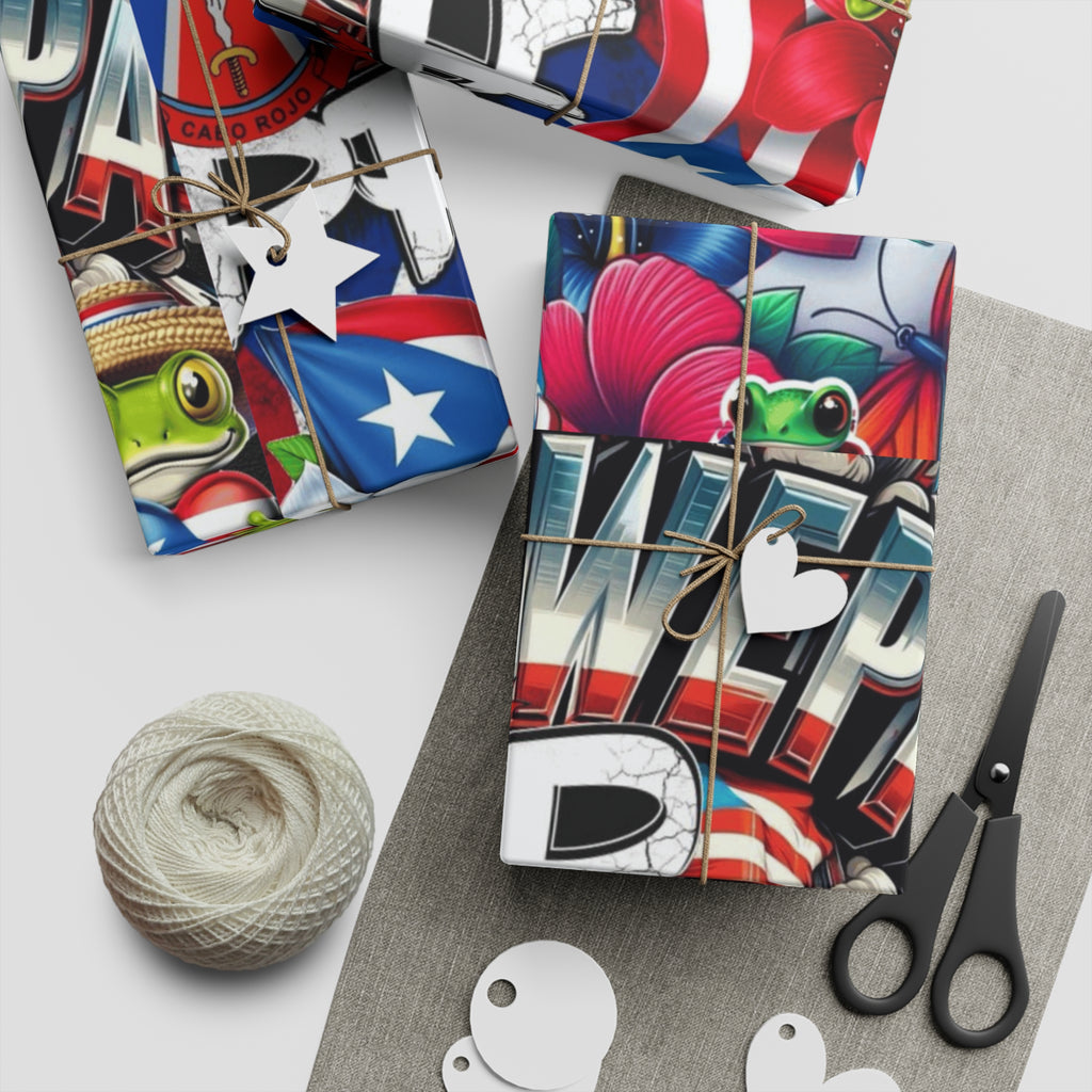 Puerto Rico Flag Graffiti Gift Wrap Sheet –flag, traditional symbols, tropical vibes, and island heritage Wrapping Paper