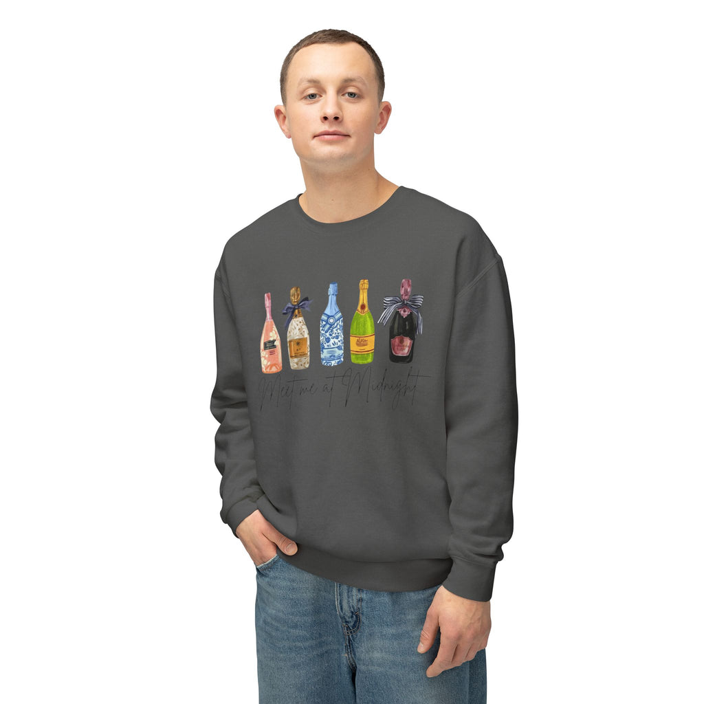 Champagne Bottles Crewneck Sweatshirt  Celebratory Bubbly Graphic
