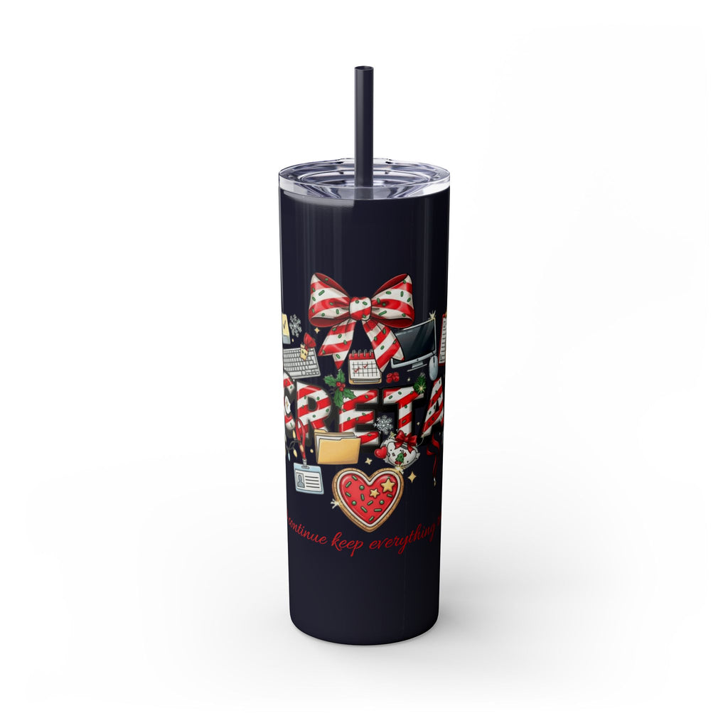 Christmas mug for the office team who keeps everything running smoothly. Candy Cane Christmas Office Secret Santa Design, 20oz with Straw