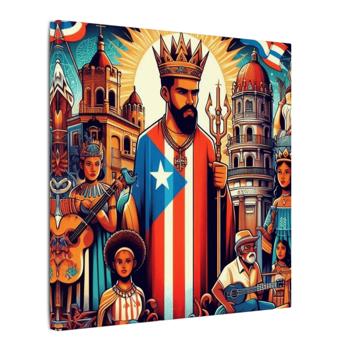 Vibrant Puerto Rican Art Canvas, Cultural Wall Decor, Celebration Decor, Unique Gift, Home Accent, Multi-Size