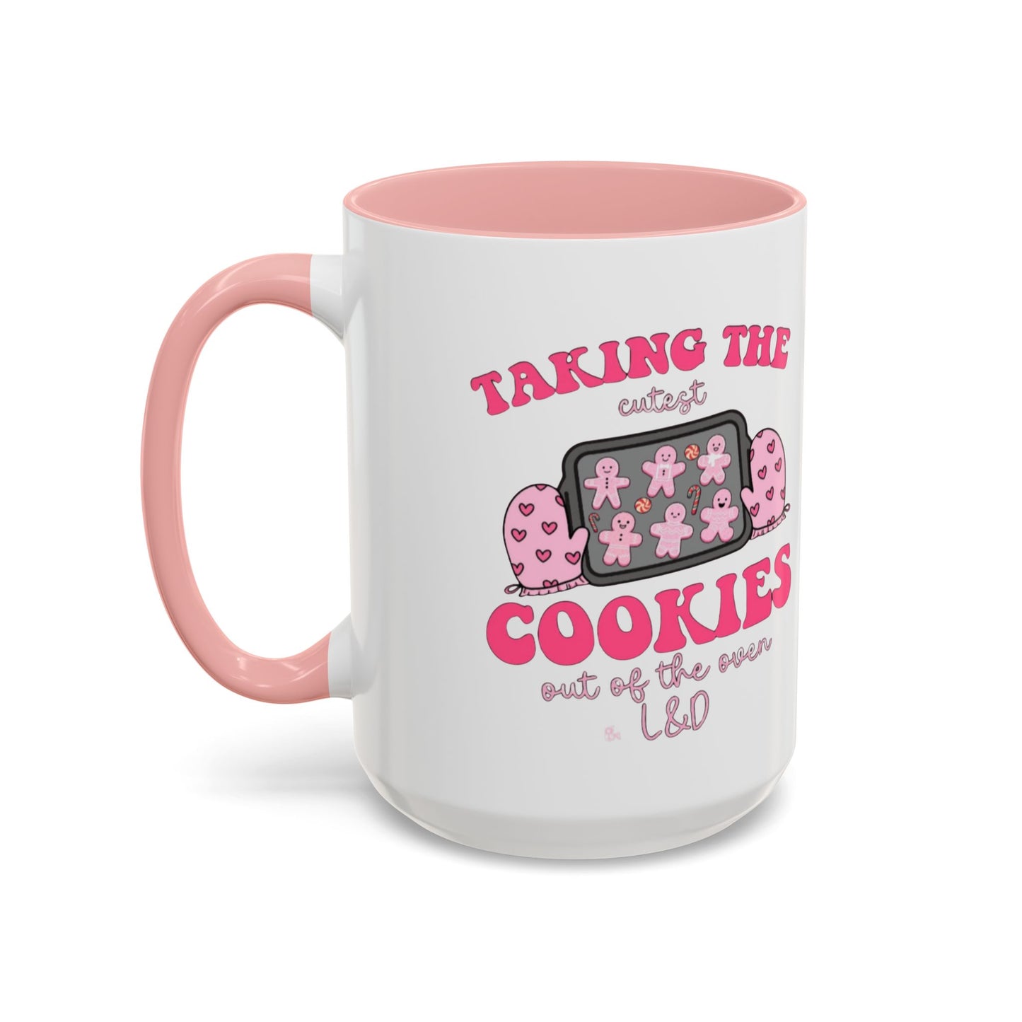 Accent Coffee Mug — "Taking the Cookies" Cute Pink Baking Design Coffee Cup for Fun Celebrations