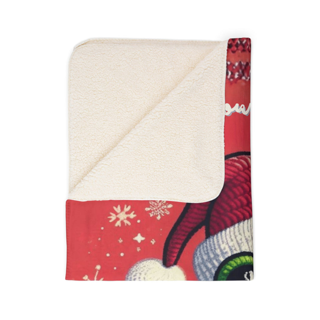 Puerto Rico Design Blanket Christmas Frog Sherpa Blanket – Holiday Cozy Throw with 'Wishing You a Joyful Christmas' Design