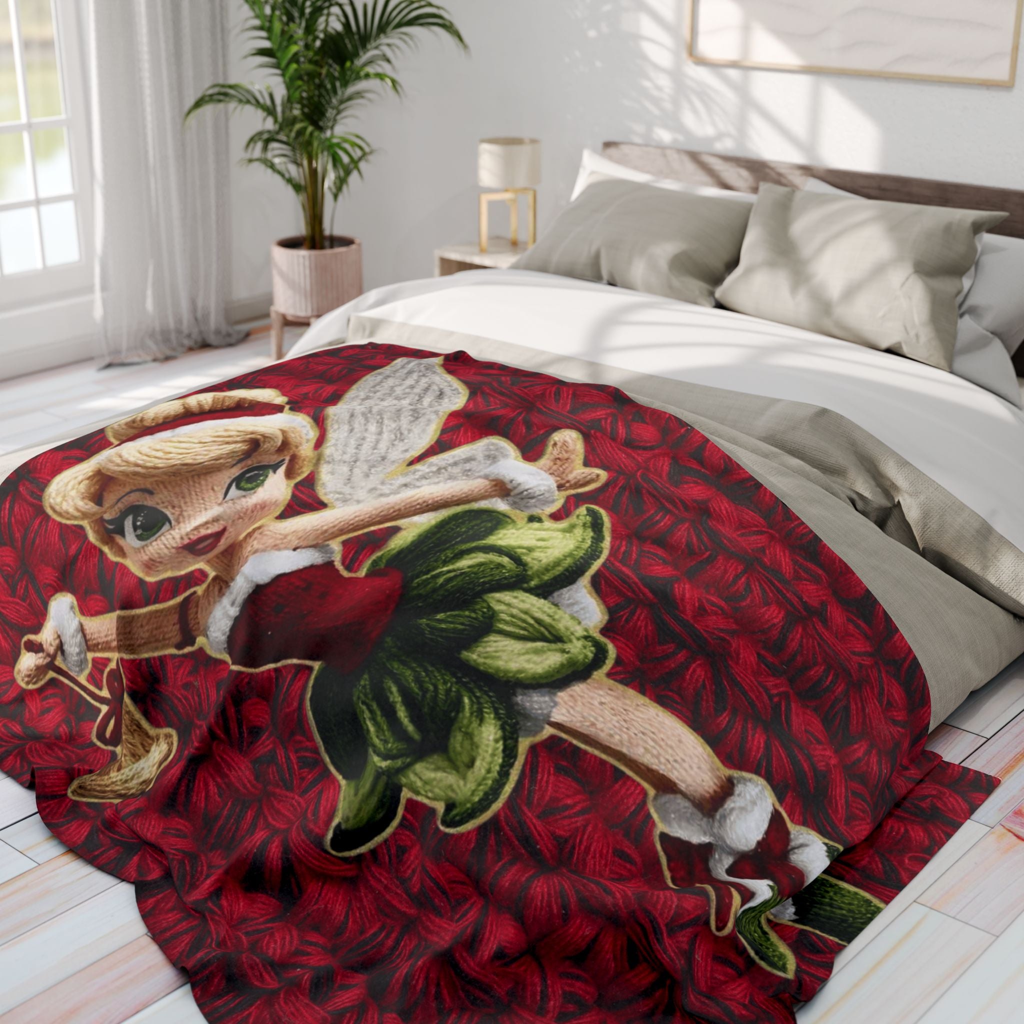 Christmas Fairy Fleece Blanket – Vintage Tinker Bell Holiday Throw