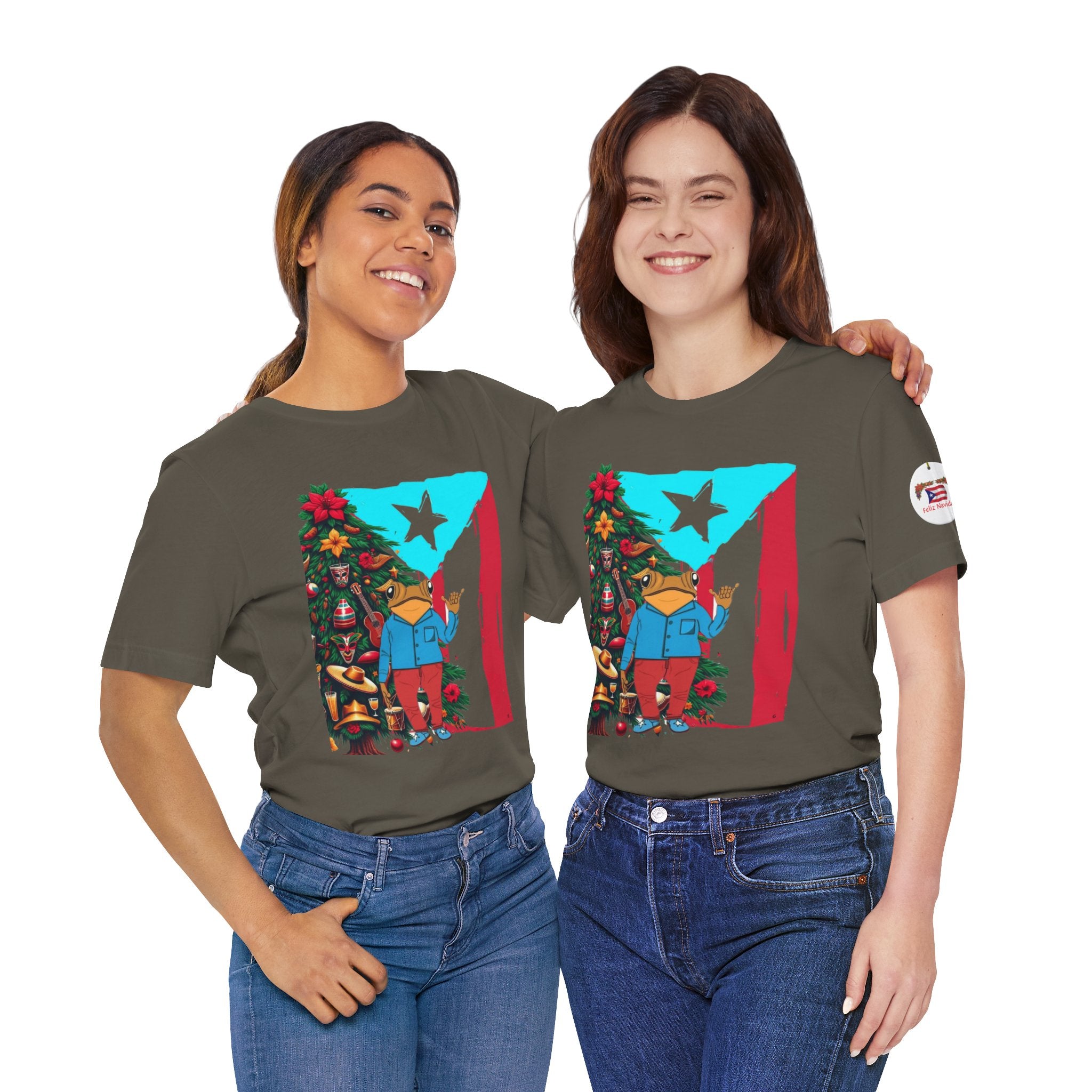 Puerto Rico Holiday T-Shirt  Coquí by Christmas Tree Graphic Puerto Rico’s Navidades