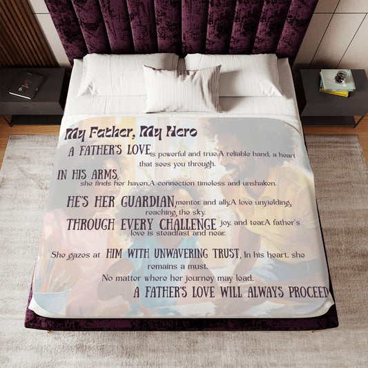 Father's Hero Sherpa Blanket, Cozy Gift for Dad, Father's Day, Home Comfort, Warmth and Love