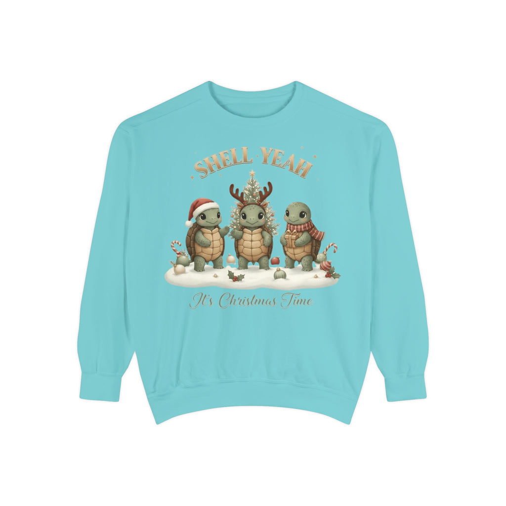 Christmas Turtle Sweatshirt  "Shell Yeah, It’s Christmas Time" Holiday Pullover