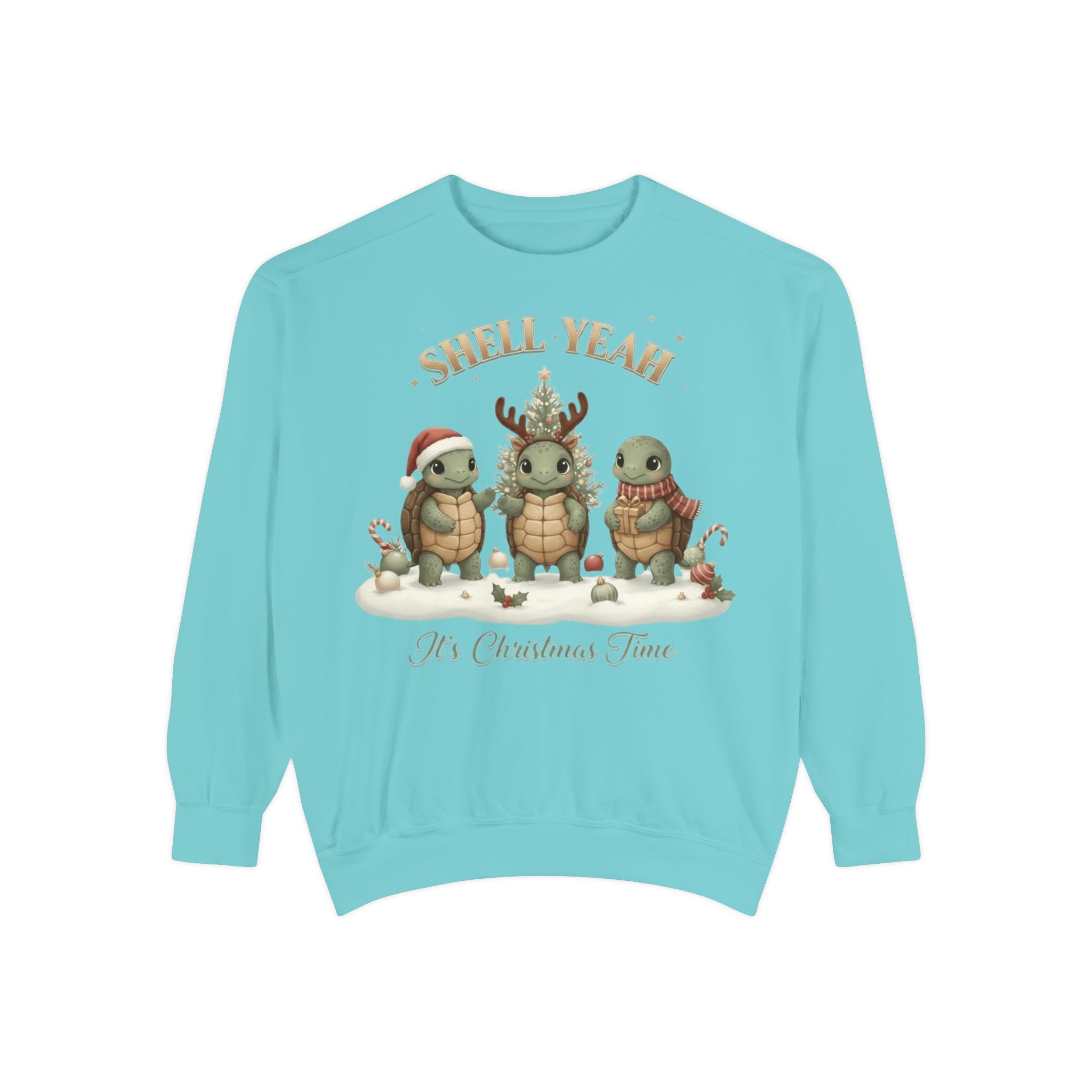Christmas Turtle Sweatshirt  "Shell Yeah, It’s Christmas Time" Holiday Pullover
