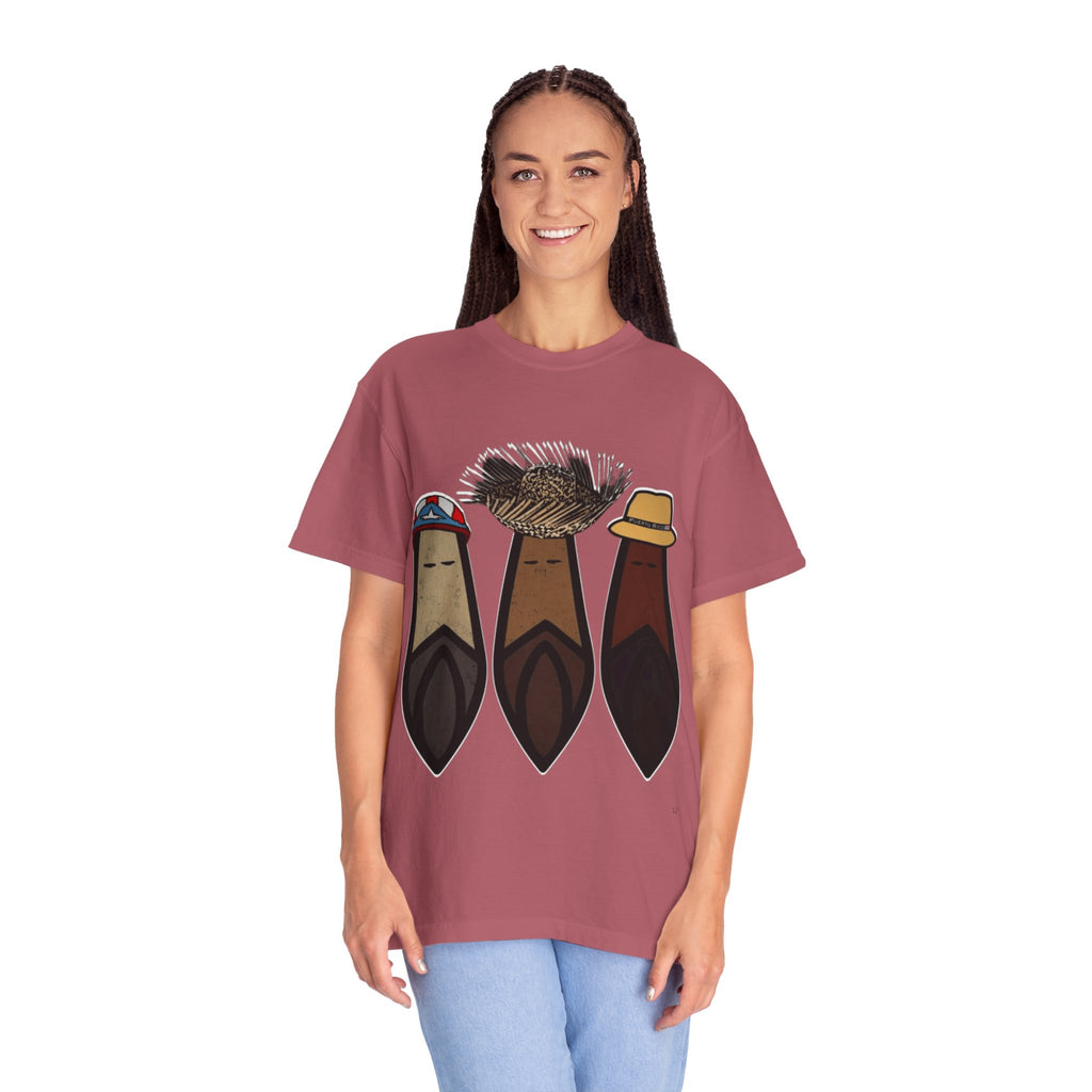 Puerto Rican Batey Cabin T-Shirt  Three Masks & Rustic House Graphic Tee Puerto Rico Navidades