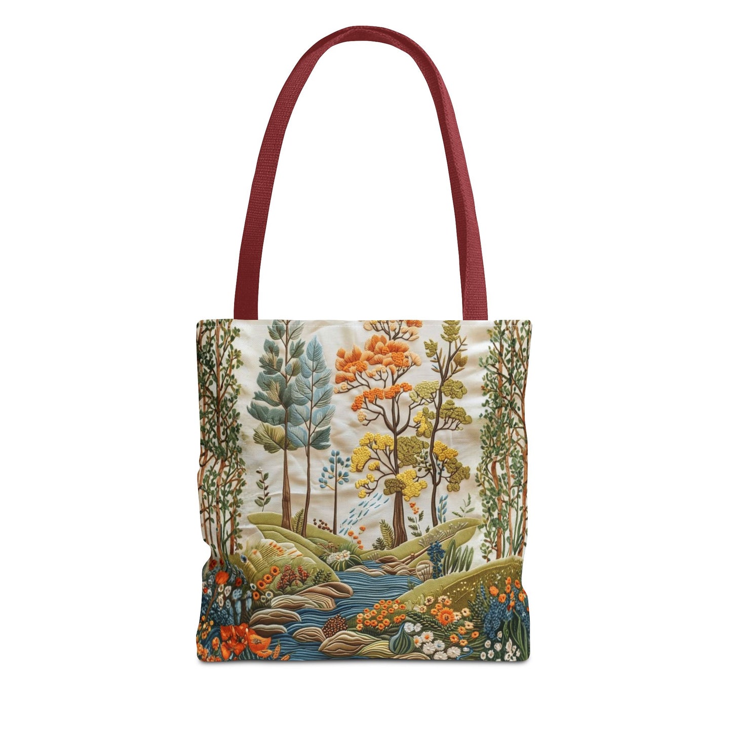 Scenic Meadow Tote Crochet-Decorated Tote Bags