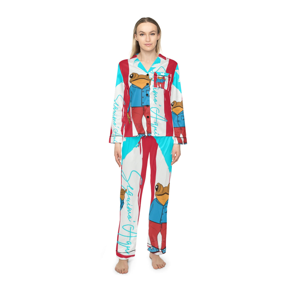 Seguimos Aqui Satin Women's Pajamas  Christmas Puerto Rico pajamas