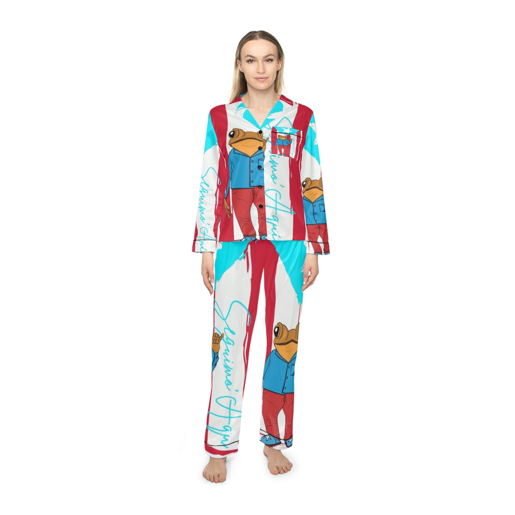 Seguimos Aqui Satin Women's Pajamas  Christmas Puerto Rico pajamas
