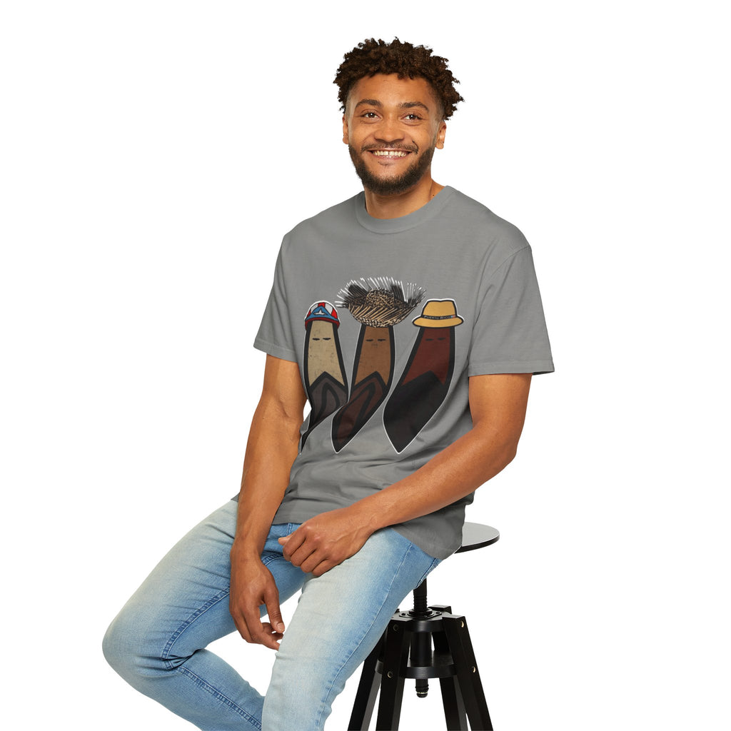 Puerto Rican Batey Cabin T-Shirt  Three Masks & Rustic House Graphic Tee Puerto Rico Navidades