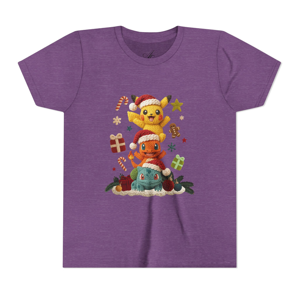 Kids Holiday Tee  Cute Stacked cartoon Characters Christmas Design