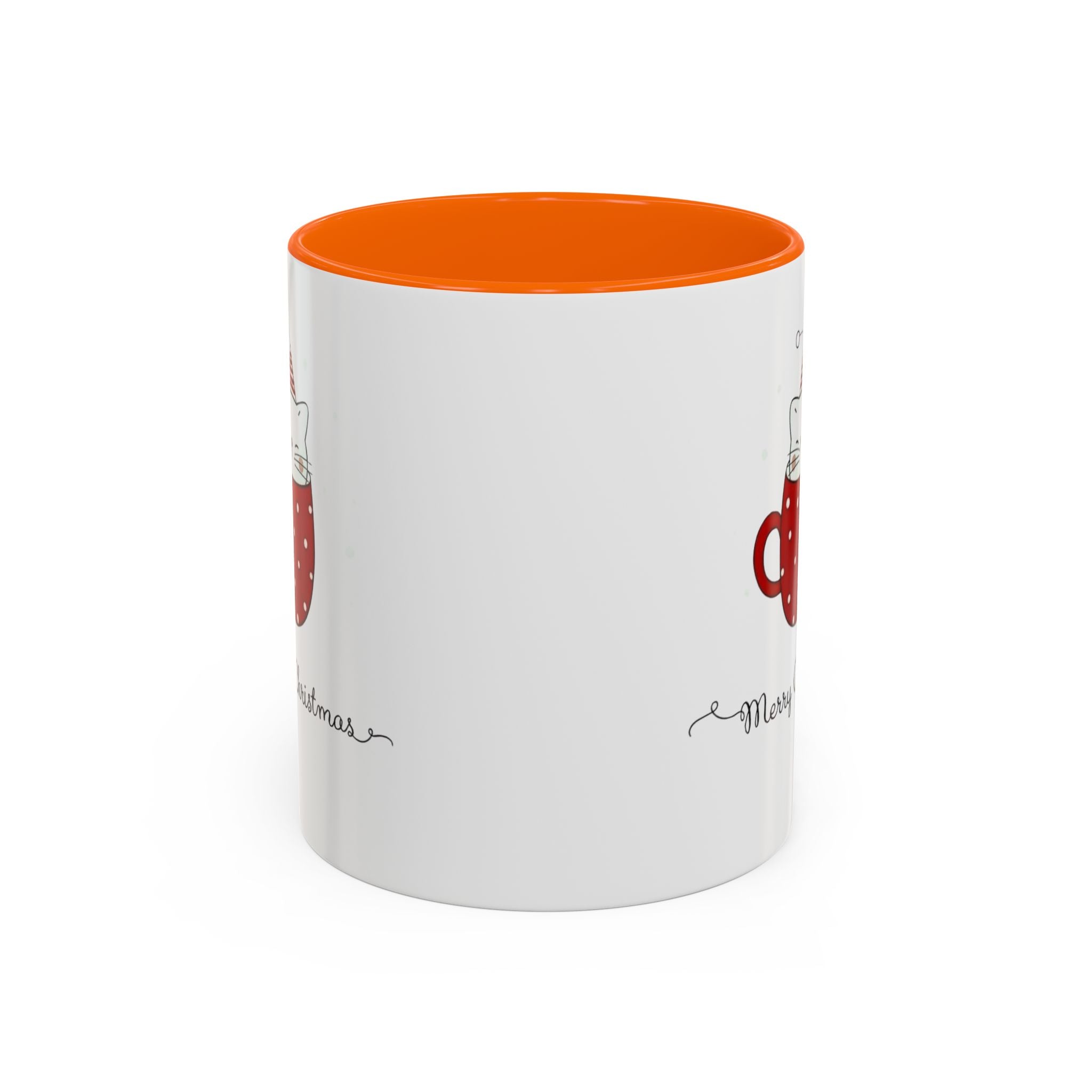 Christmas Cat Accent Mug "Merry Christmas" Polka Dot Holiday Coffee Cup Christmas Mugs Collection!
