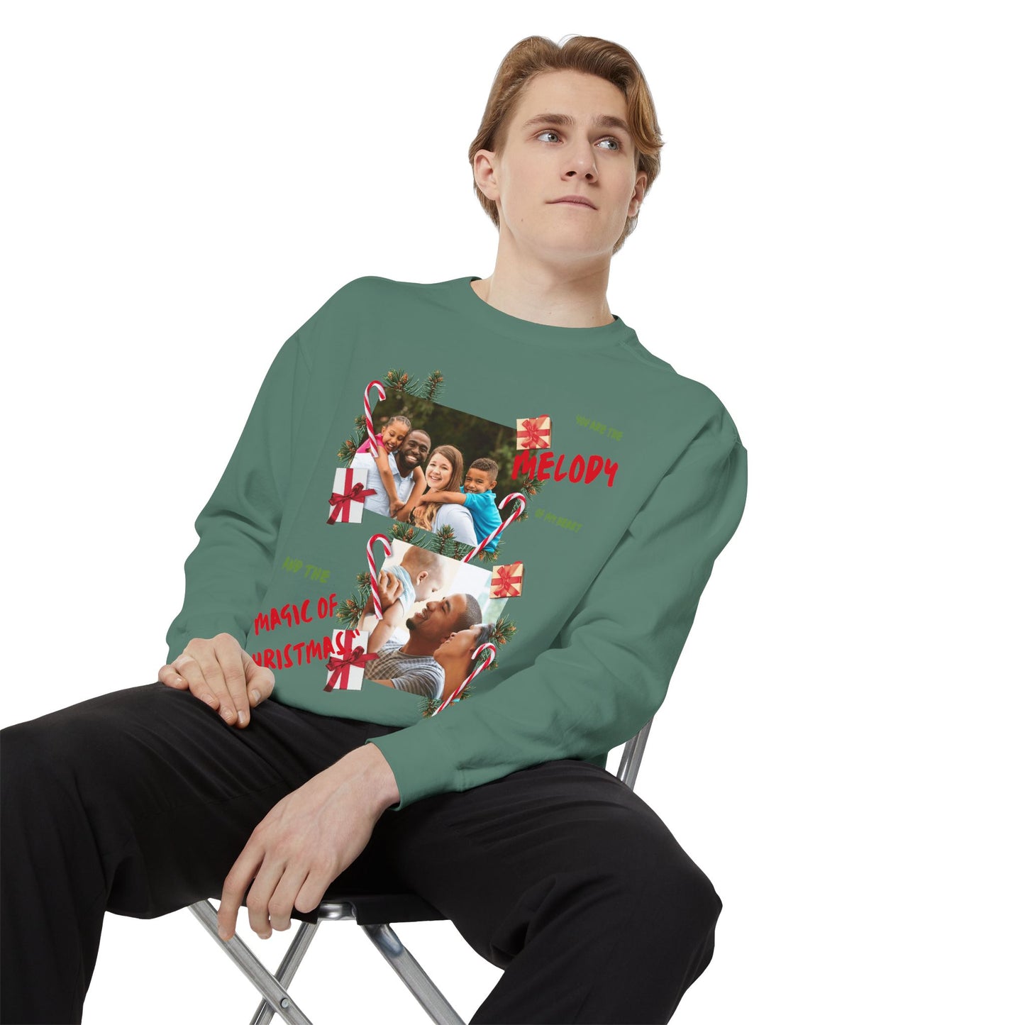 Personalized Christmas Photo Sweatshirt – “You Are the Melody” Holiday Crewneck