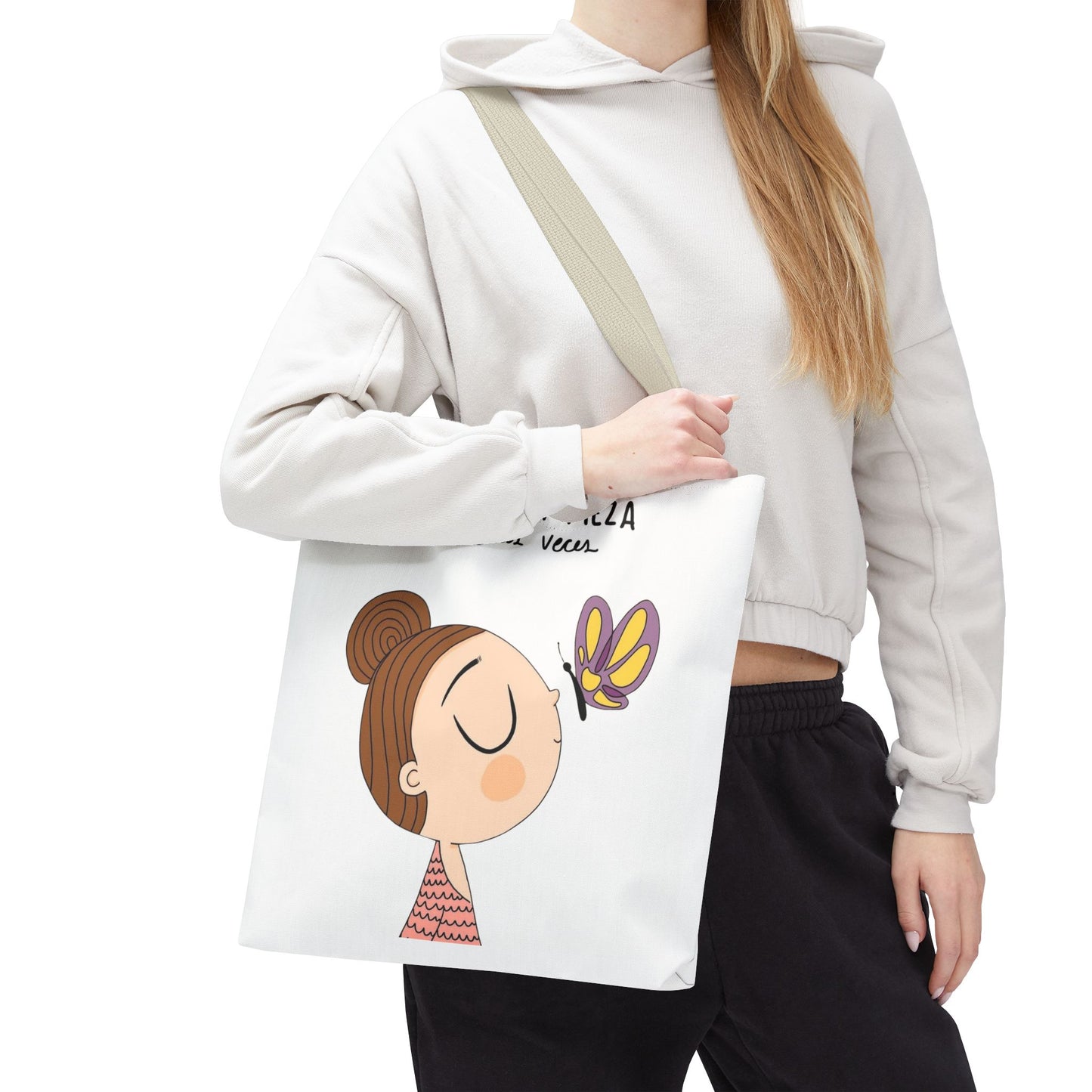 Lleva inspiración contigo a donde vayas, Eco-Friendly Carryall, Motivational Gift, Cute Reusable Shopper, Butterfly Design, Brighten Your Day