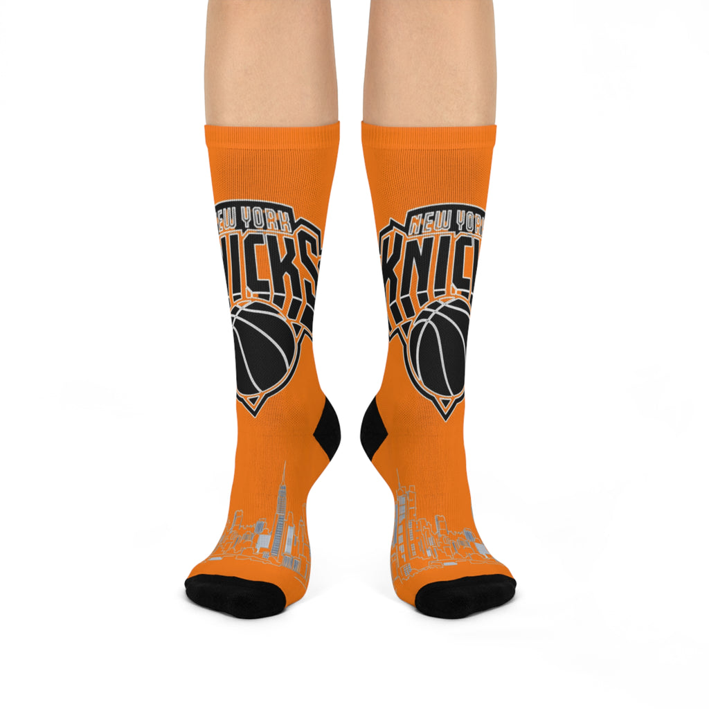 Basketball-Inspired Pattern Crew Socks — Retro Sports Sublimation Socks NY-K