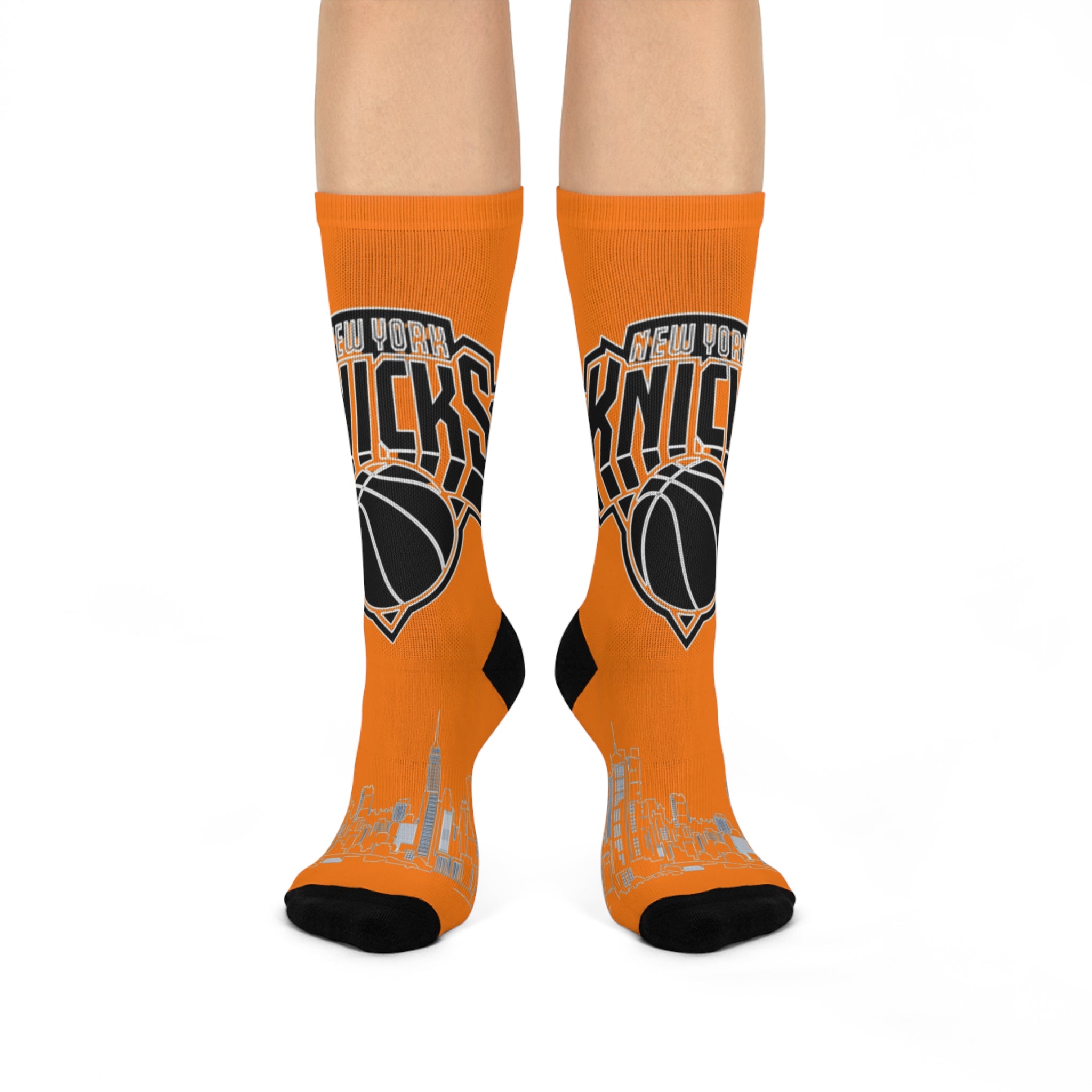 Basketball-Inspired Pattern Crew Socks — Retro Sports Sublimation Socks NY-K