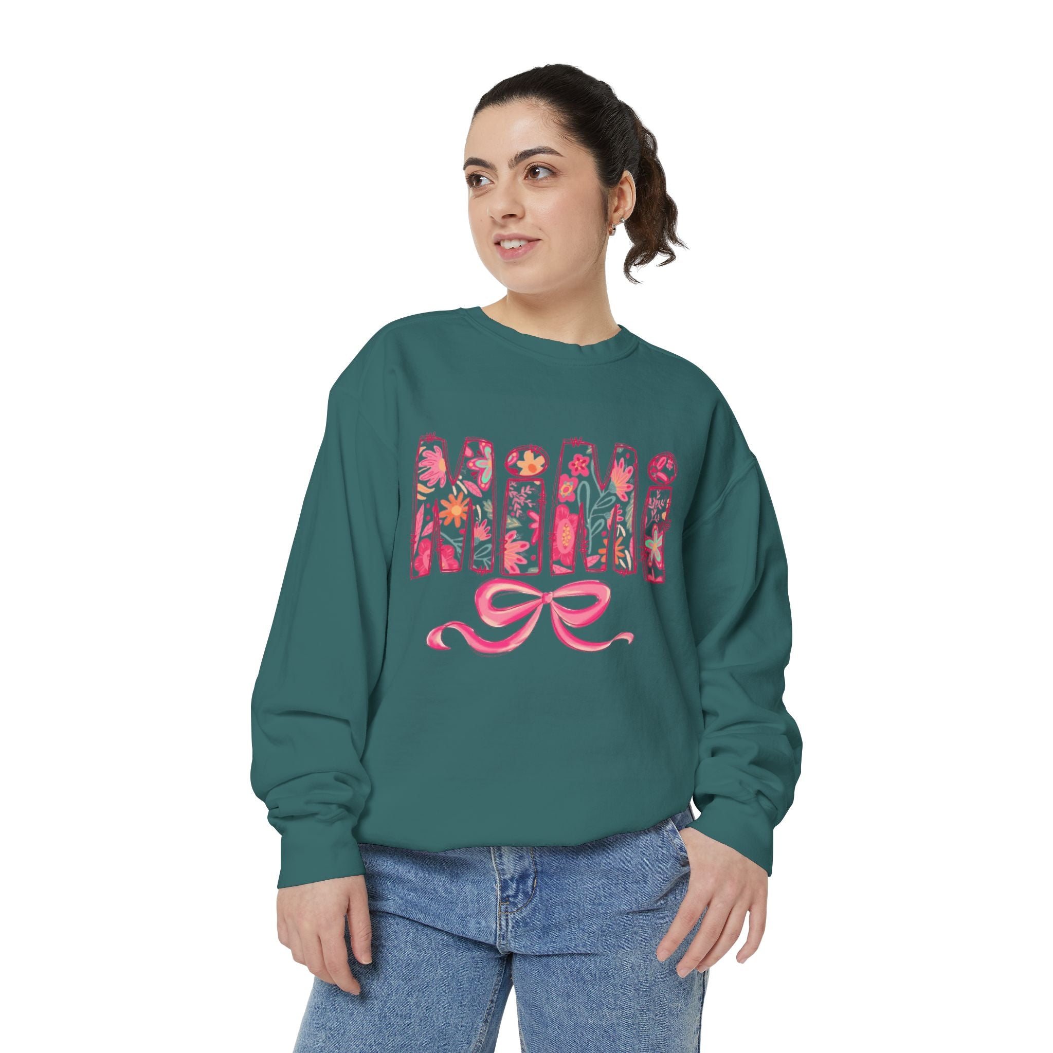 Mama Floral Sweatshirt  Pink Floral 'MAMA' Design with Bow