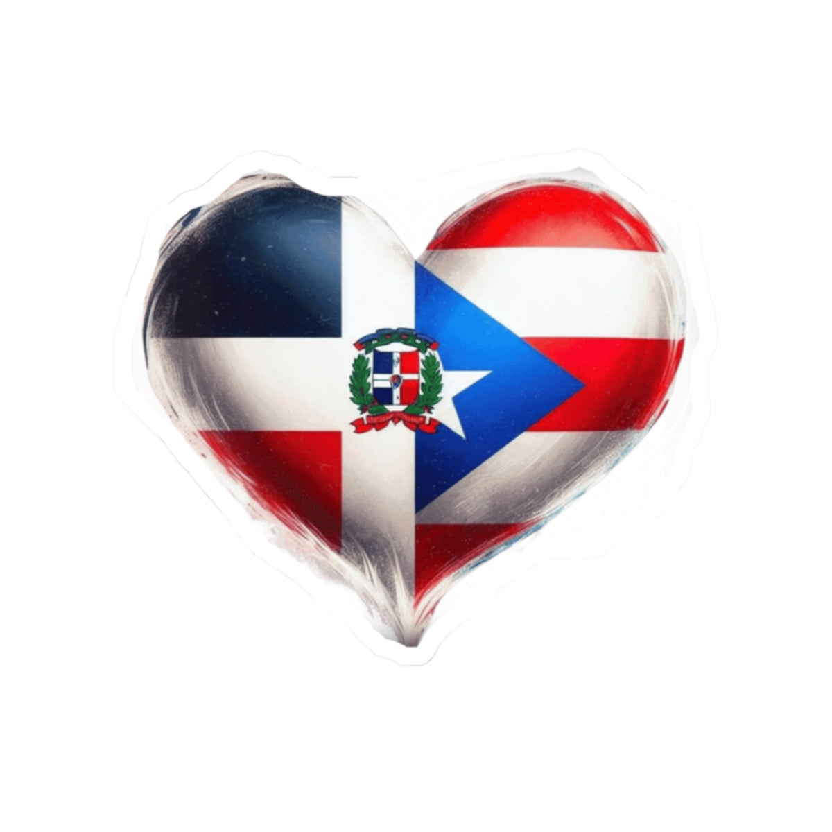Dominican-Puerto Rican Heart Stickers | Kiss-Cut Stickers for Pride, Gifts, Travel Decor, Express Love | Cute Vinyl Decals
