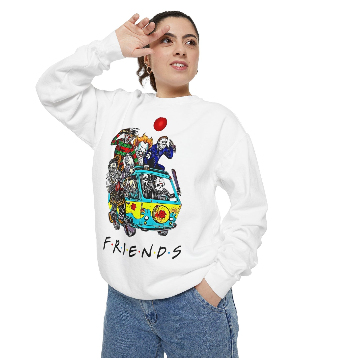 Friends-Inspired Unisex Garment-Dyed Sweatshirt, Cozy Casual Wear, Unique Graphic Sweatshirt, Perfect Gift, Everyday Style