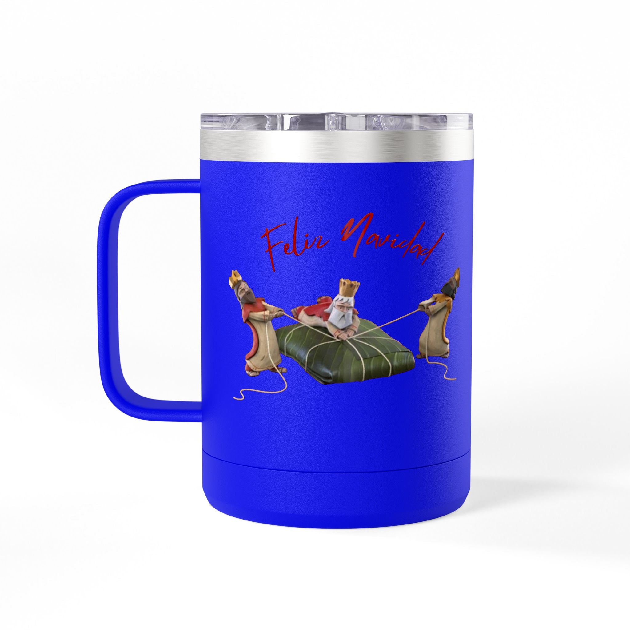 3 KINGS Holiday Travel Tumbler — 'Feliz Navidad' Dachshund Santa Design Coffee Cup for Fun Celebrations