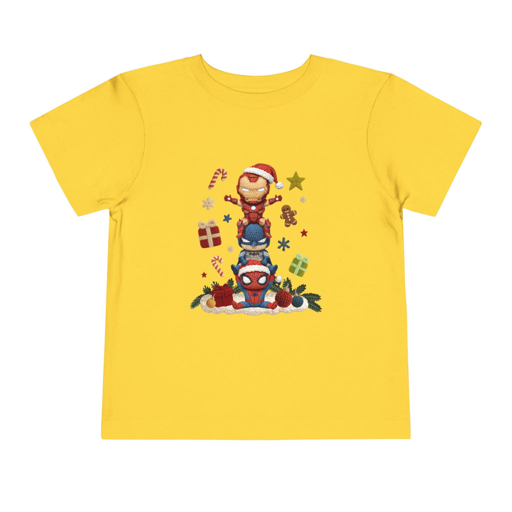 Toddler Tee  Cute Stacked Superhero Christmas Pile christmas kids collection