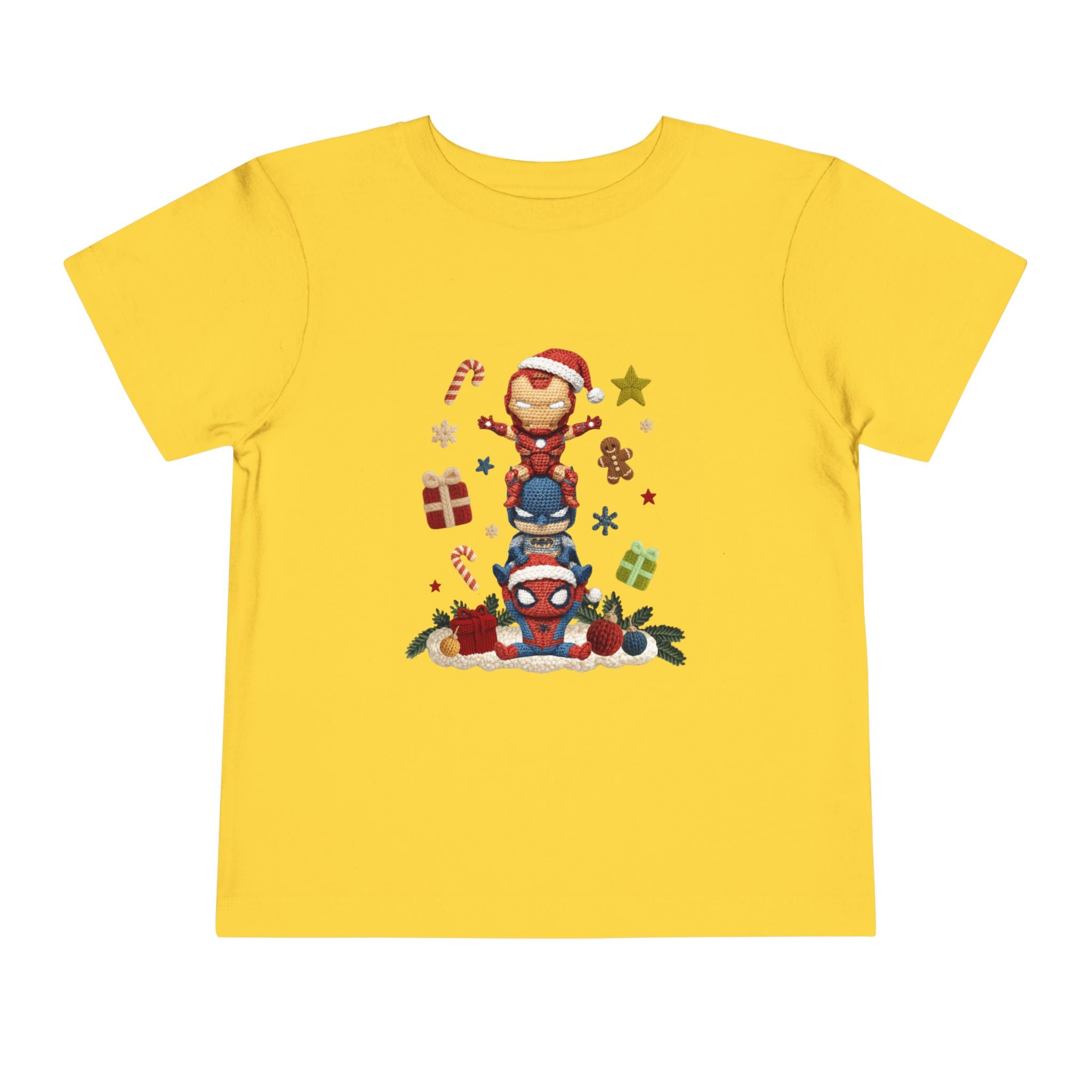 Toddler Tee  Cute Stacked Superhero Christmas Pile christmas kids collection