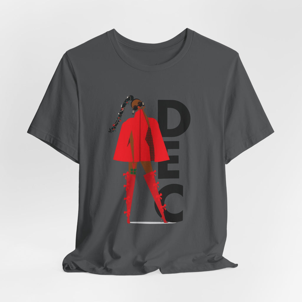 December Fashion Tee  Red Coat Model Graphic Shirt
