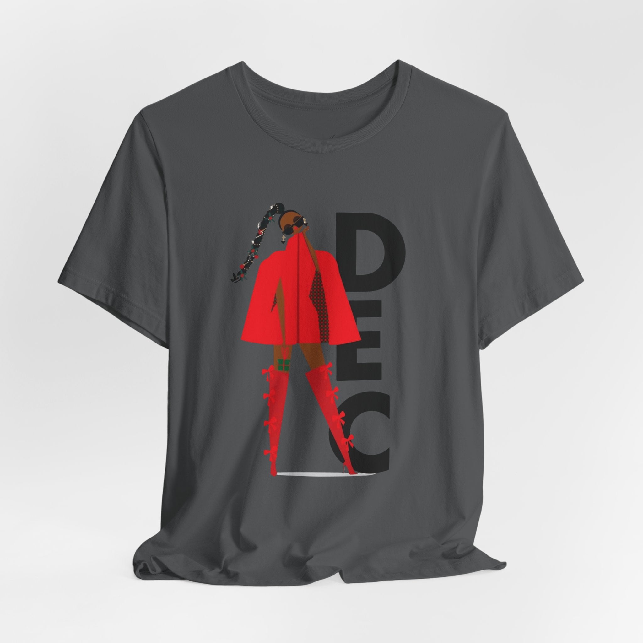 December Fashion Tee  Red Coat Model Graphic Shirt