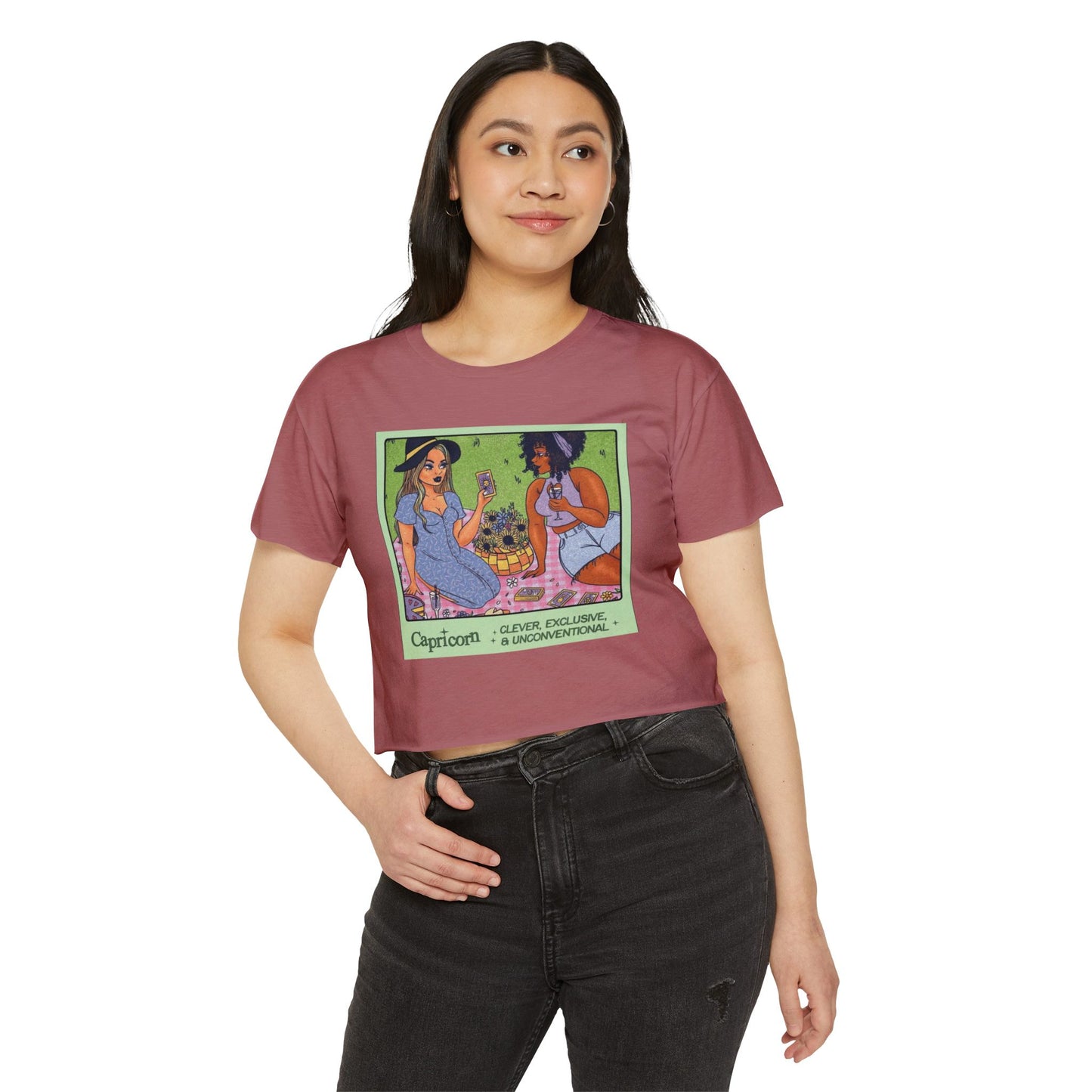 Halloween lovers Women's Festival Crop Top - Playful Capricorn Design, Boho Chic Style, Summer Tops, Festival Outfits, Gift for Her