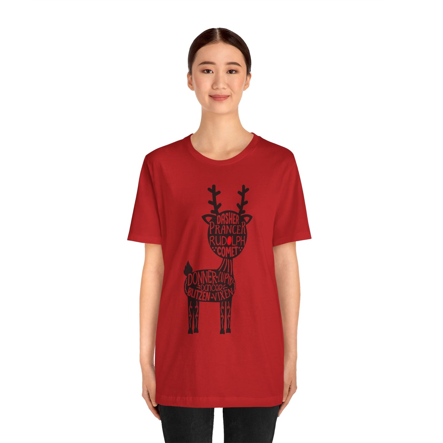 Christmas Reindeer Graphic Tee - Unisex Jersey Short Sleeve Shirt