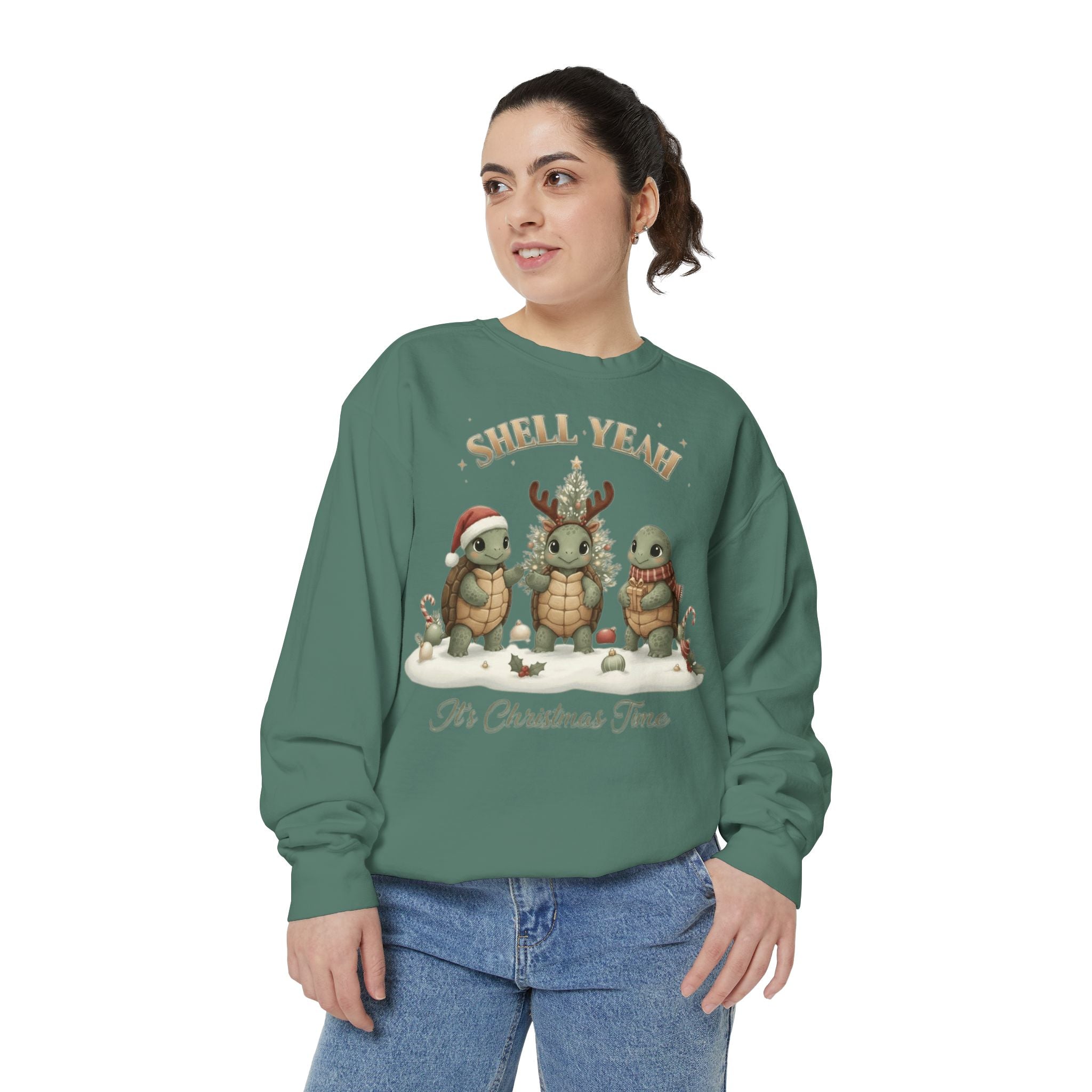 Christmas Turtle Sweatshirt  "Shell Yeah, It’s Christmas Time" Holiday Pullover