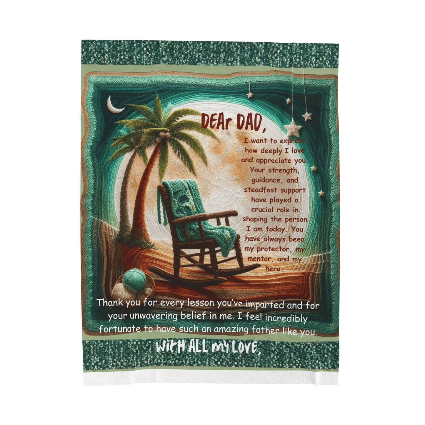 Dear Dad Velveteen Plush Blanket  Sentimental Father’s Day Gift with Rocking Chair Poem