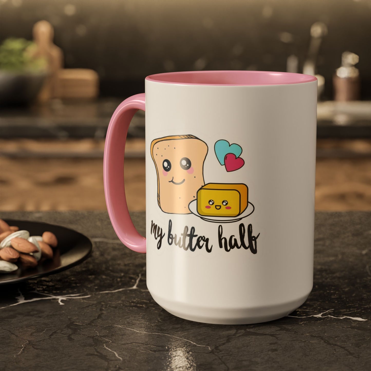 Motivational & Funny Quote Mugs Uplifting Coffee Cup Gifts Cute Foodie Relationship Mug My Butter Half Design, Colorful 11oz & 15oz