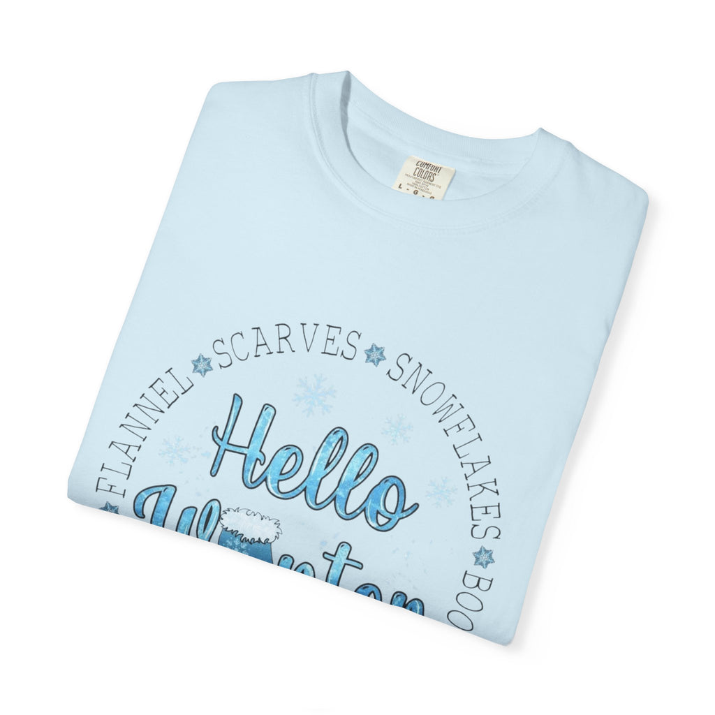 Hello Winter T‑Shirt  Cozy Snowflake Holiday Tee Christmas T-Shirts and Sweatshirts Collection