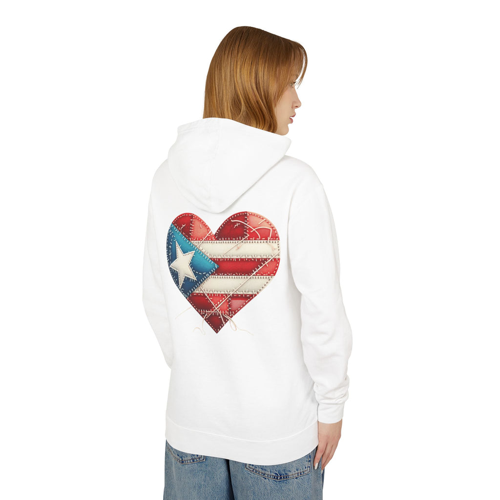 Jíbara Hoodie — Puerto Rican Heart Flag Lightweight Hooded Sweatshirt