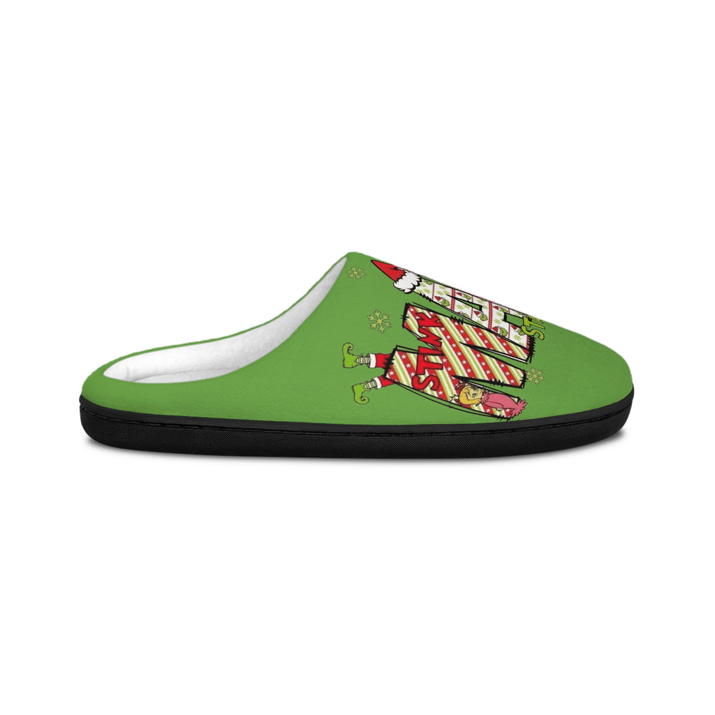 WOMAN Holiday Slippers — Green 'Team Mom Santa' Cozy Indoor House Shoes
