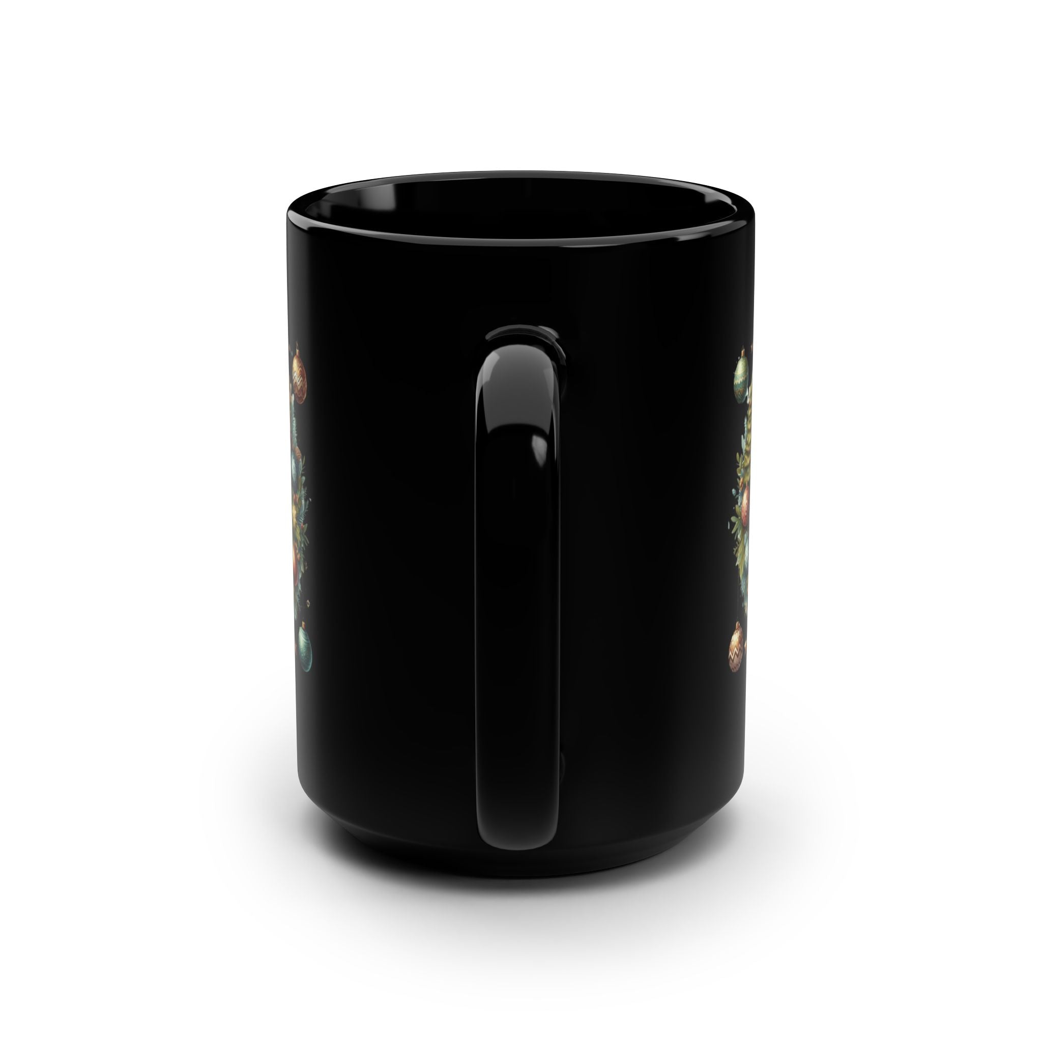Fun Celebration Mug Coffee Cup for Special Moments & Positive Vibes Festive Owl Holiday Mug - 15oz Black Ceramic Coffee Cup