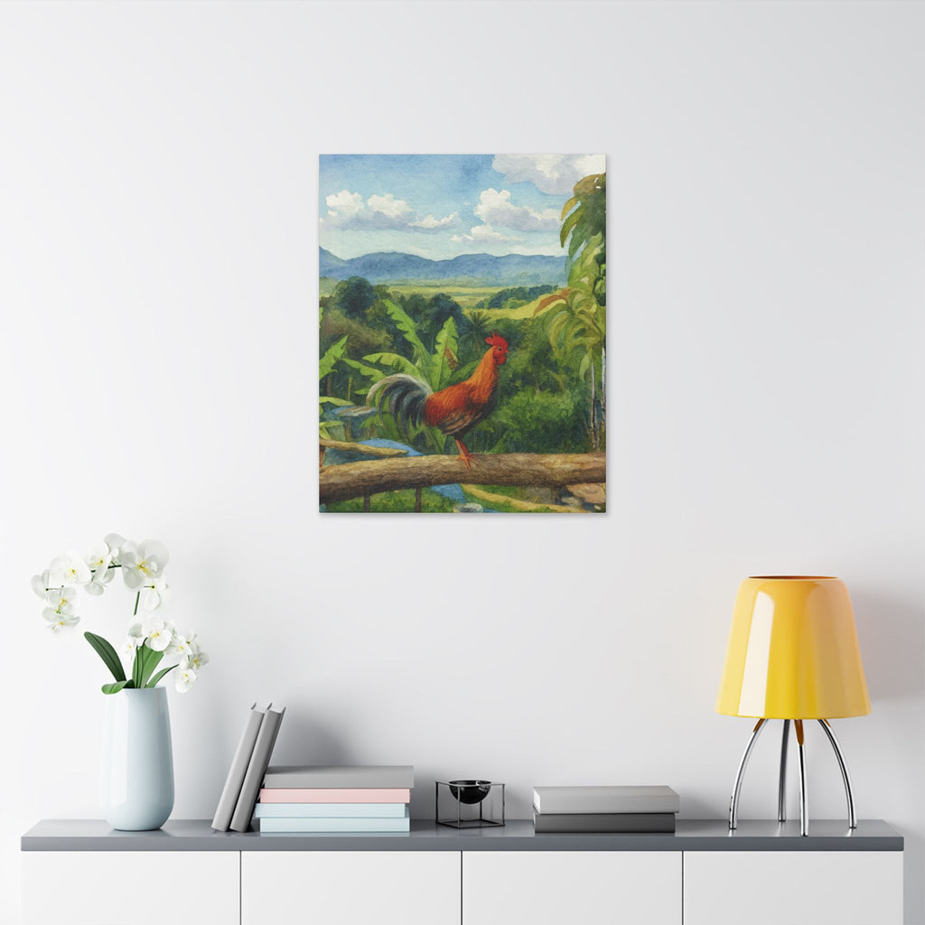 These Puerto Rico inspired Rooster Morning Landscape Canvas